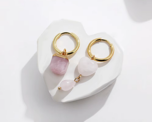 Brinco de Quartzo Rosa