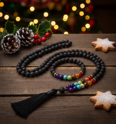 Japamala 108 Contas - Pedra Vulcânica