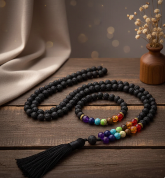 Japamala 108 Contas - Pedra Vulcânica