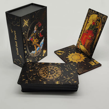 Tarot Waite Gold Foil- 80 Cartas Ed. com Caixa e Suporte de Madeira